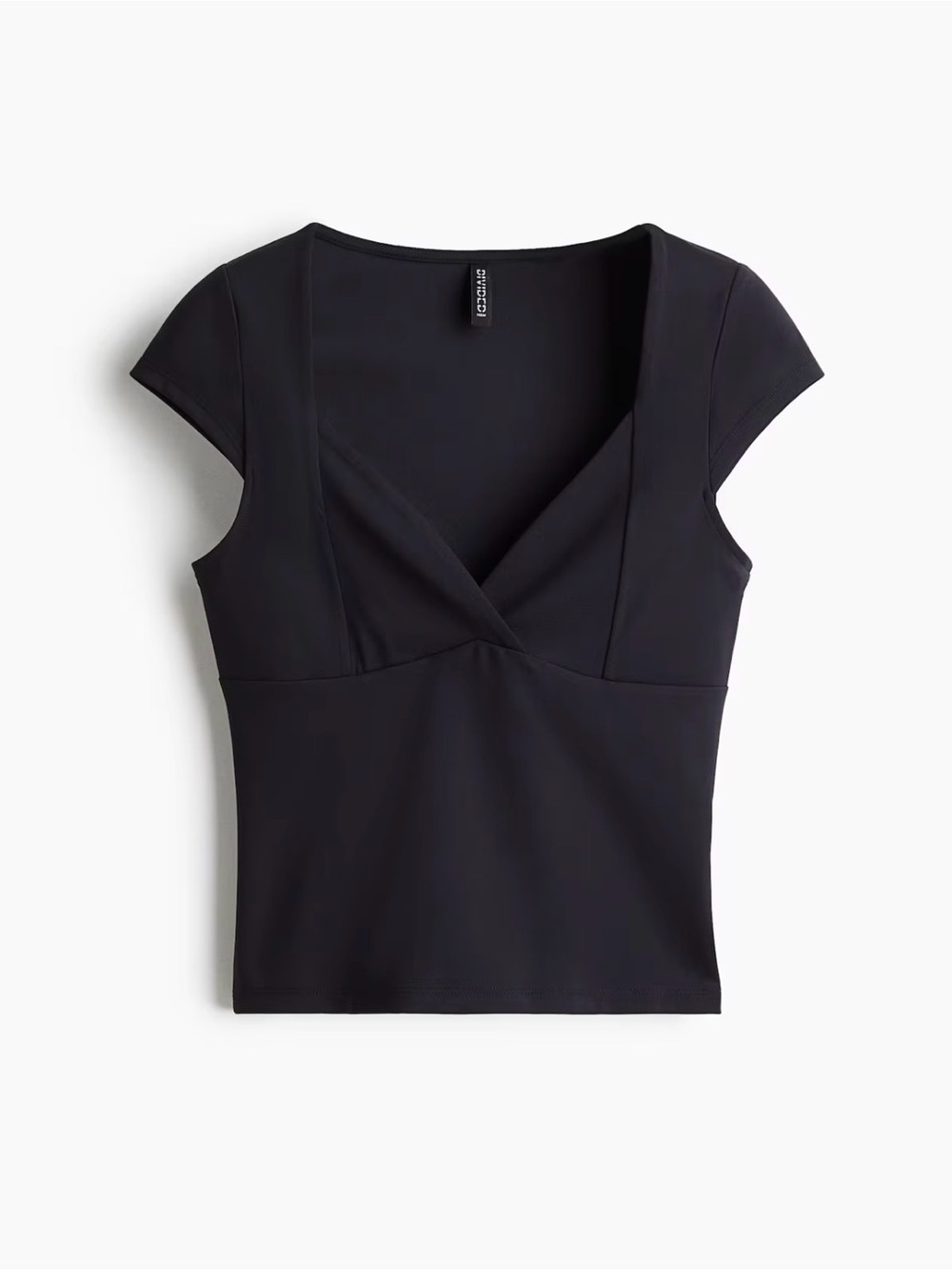 NWT - H&M Black Cap-Sleeve V-Neck Fitted Top